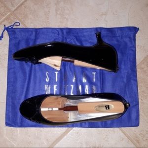 Black patent leather Stuart weizman kitten heel